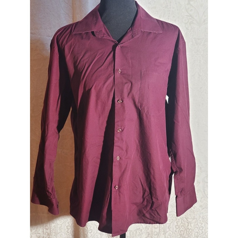 Men's Dress Shirt Black Label Ruffini M Italian Red Wine Burgundy Medium Italy
